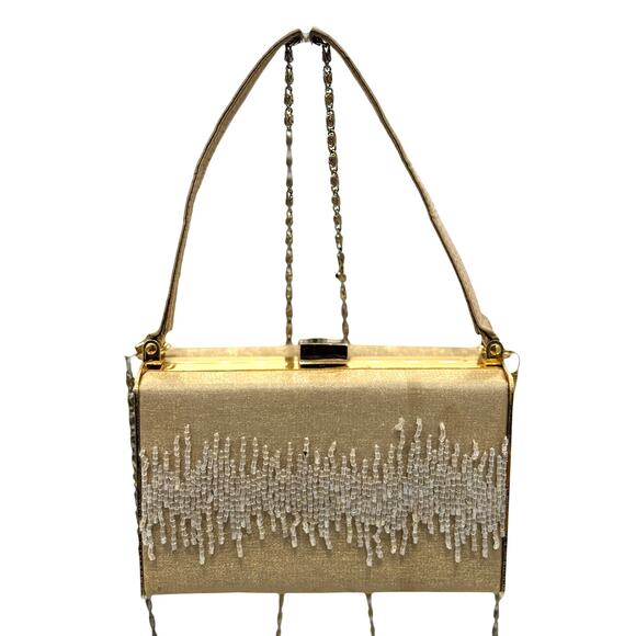 Vintage Glam Party Beaded Purse*Box shaped top handle cross body*1960's Beauty - Picture 2 of 11